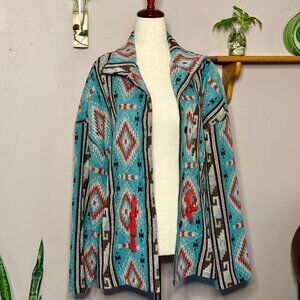 1.4.3. Story by Line Up Turquoise & Red Combo Patterned Optional Cinch Jacket